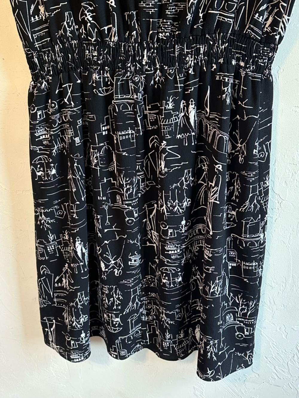 Kate & Lily Black/White Venice Paris Print Flowy Comfy Travel Midi Dress Sz 2X - Picture 8 of 11
